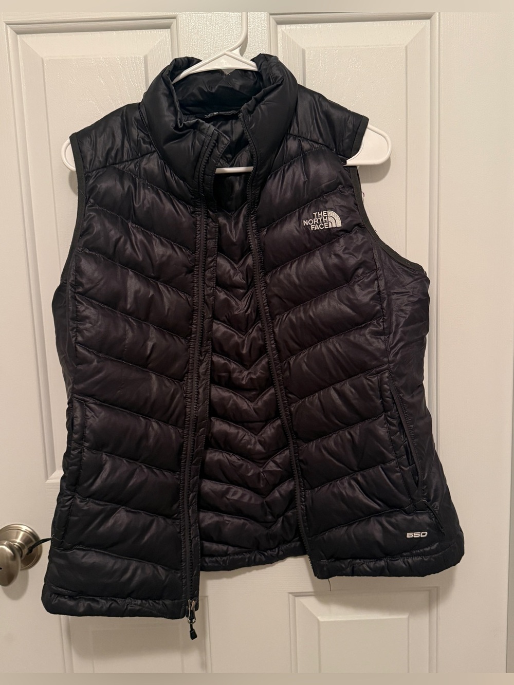 THE NORTH FACE 550 Down Dark Gray / Black Quilted Puffer Vest Women's Size M